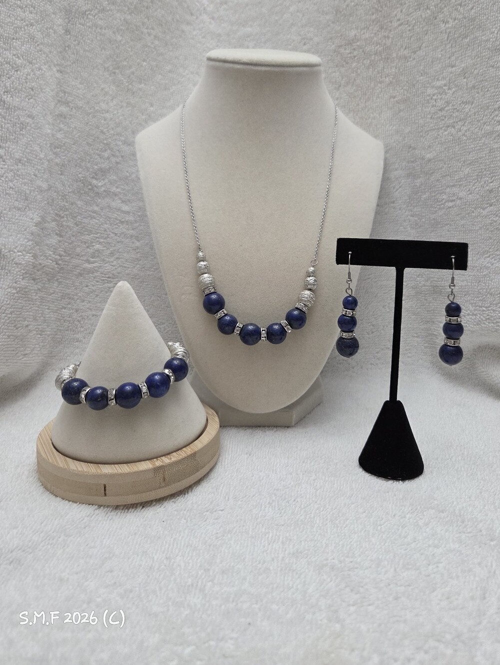 Lapis Lazuli & Austrian Crystal Necklace, Bracelet & Earring Set